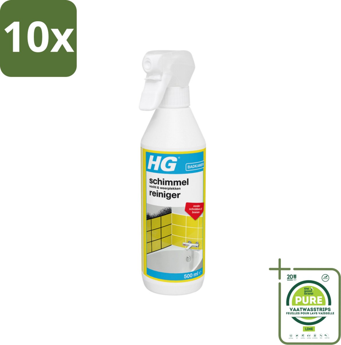 10 x HG Schimmel-, Vocht- en Weerplekkenreiniger 500 ml - Grootverpakking - Schimmelreiniger - Schimmel Verwijderen - Vochtplekken - Schimmel In Badkamer - Schimmel In Voegen