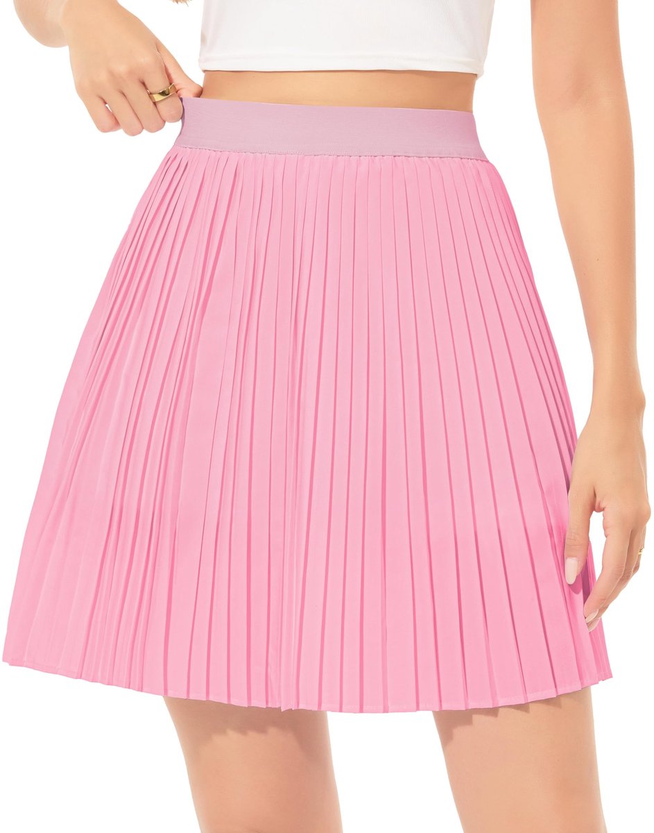 Elzusha - Elegante geplooide zomerrok - Roze - Boven de knie