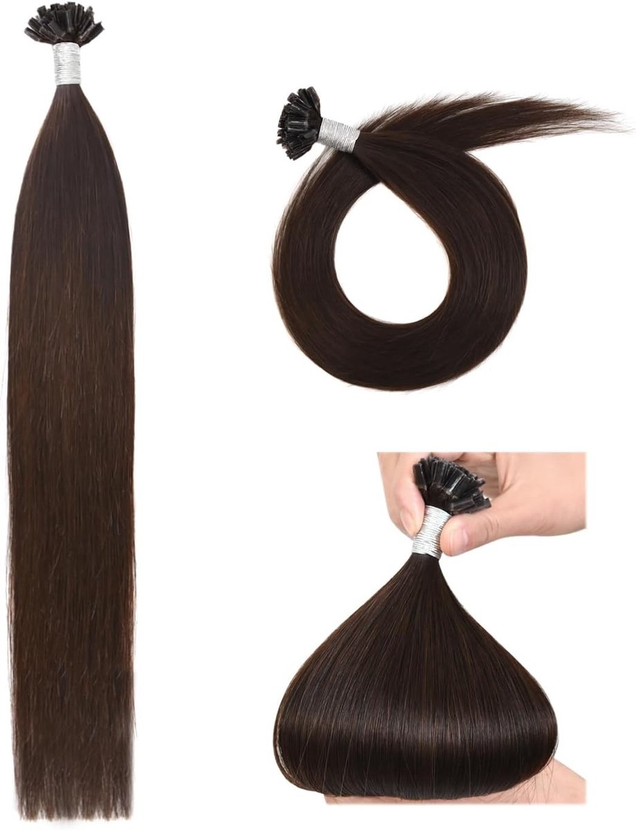 U-Tip Haarverlengingen van Echte Haar met Keratine 35 cm - Remy Haar in Medium Bruin - 50 g Kwaliteit