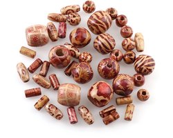 KREATIVESPUR - 100 stuks - Houten Kralen Set Multicolor - DIY Sieraden Maken - Tribal Print - 3/12mm
