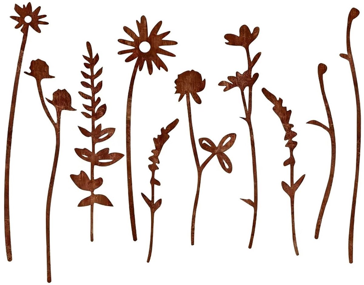 Elzusha - Set van 10 Metalen Bloemenstekers voor Tuin Decoratie