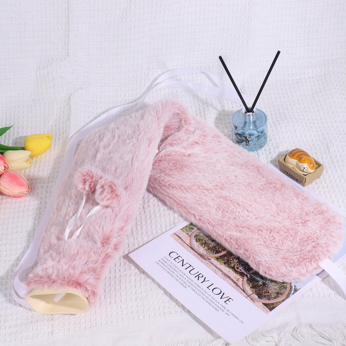 Elzusha - Extra Lange Warmwaterkruik met Deksel en Pluche Hoes