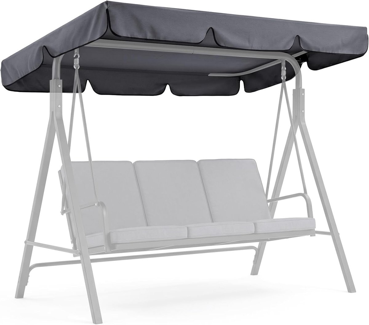 Tuinschommel met Waterdicht Dak Grijs (200x120cm) - Bescherming tegen Regen, Buitenmeubilair, Comfortabele Ontspanning