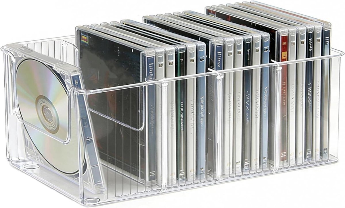 CD-rek - Dvd-opslag - Media organiseren - Uitneembare scheidingswanden - 26 cm breed - Transparant