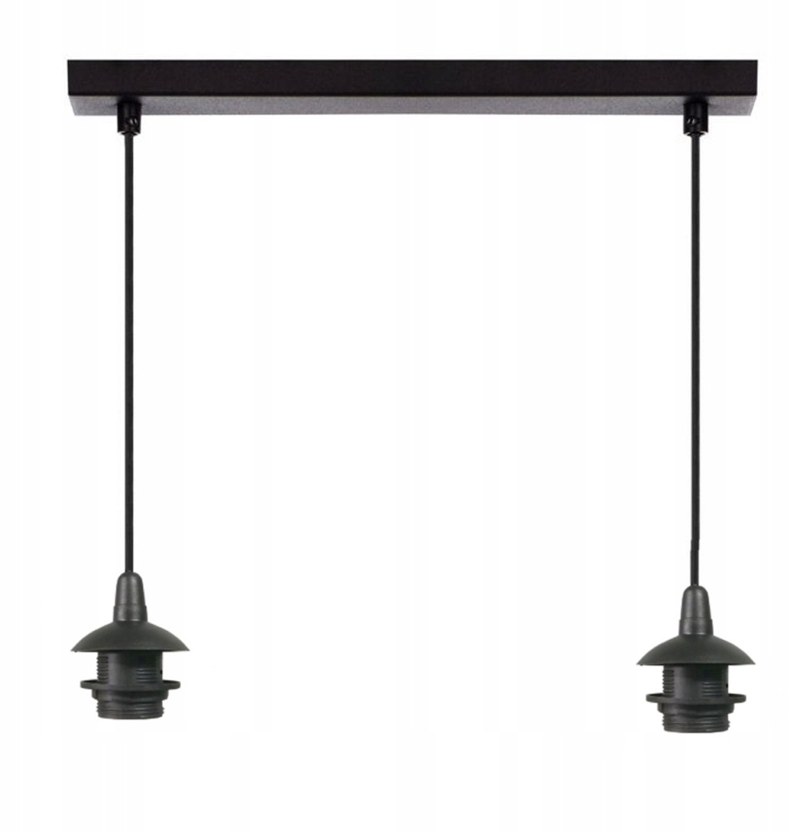 Zwarte 2-lichts hanglampvoet E27 zwart, 70cm