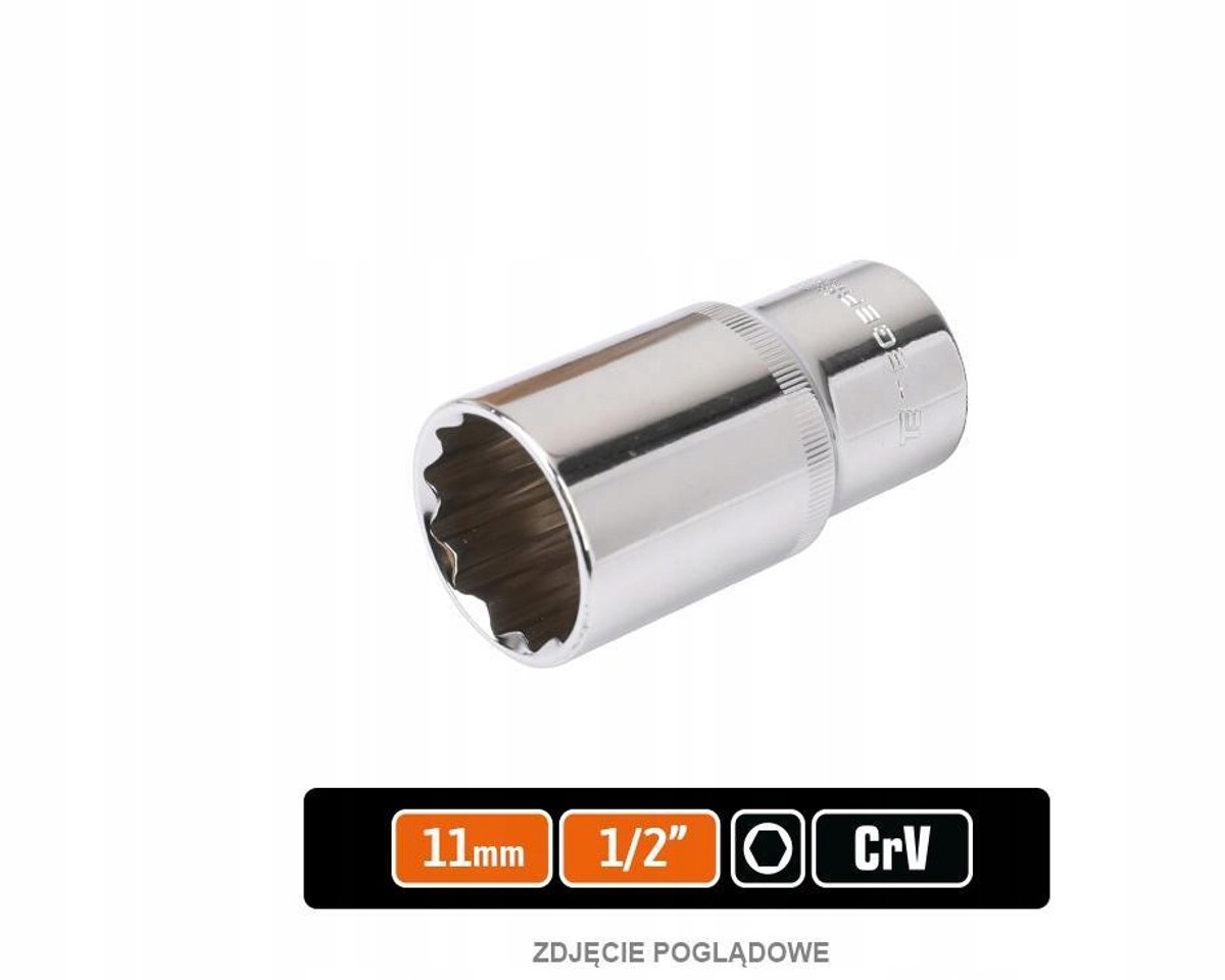 Teger Dopslagsleutel 1/2" Zeskant Lang 11mm CRV Staal