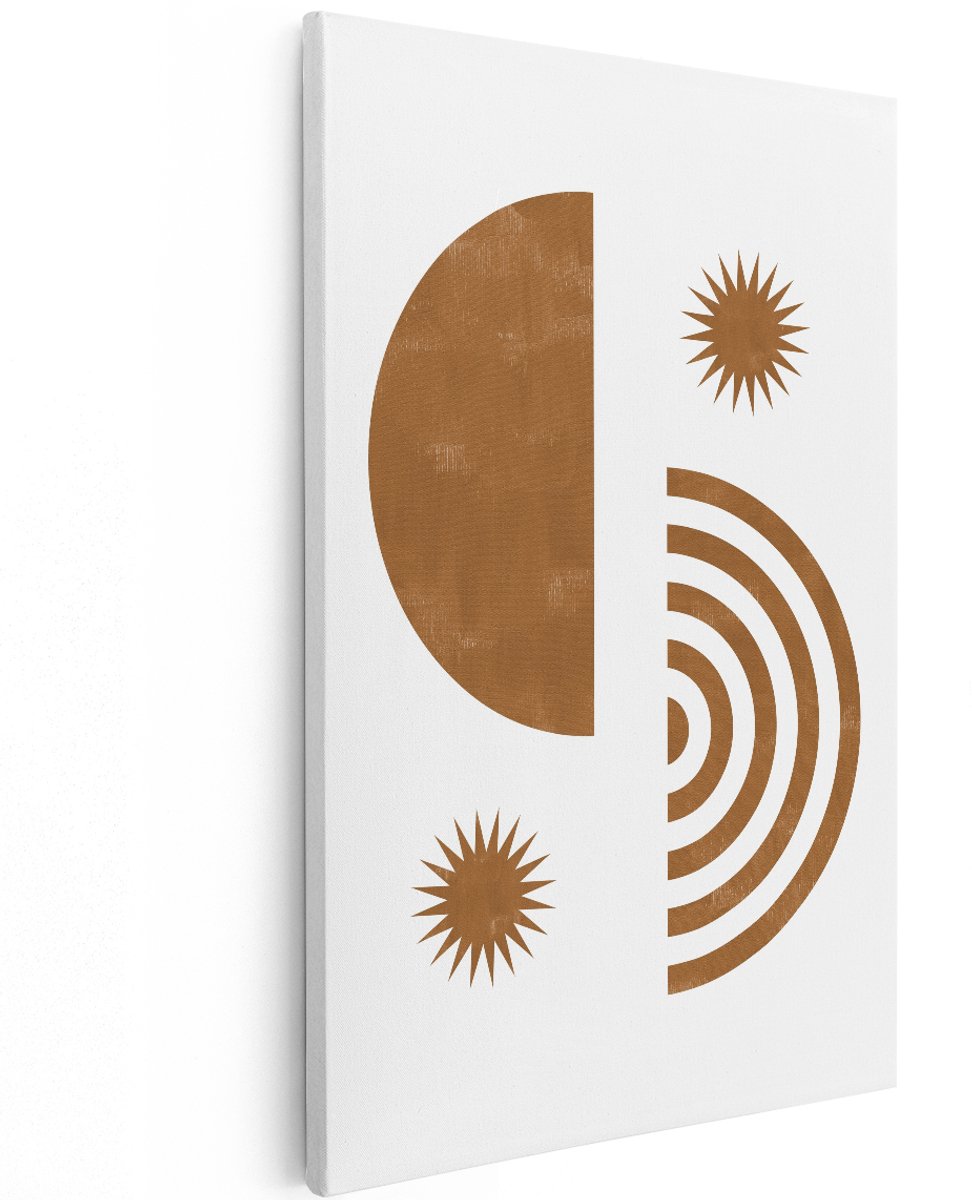 Artaza Canvas Schilderij Abstract - 100x150 cm - Groot - Wanddecoratie Boho - Muurdecoratie Geometrisch - Decoratie Zon Terracotta