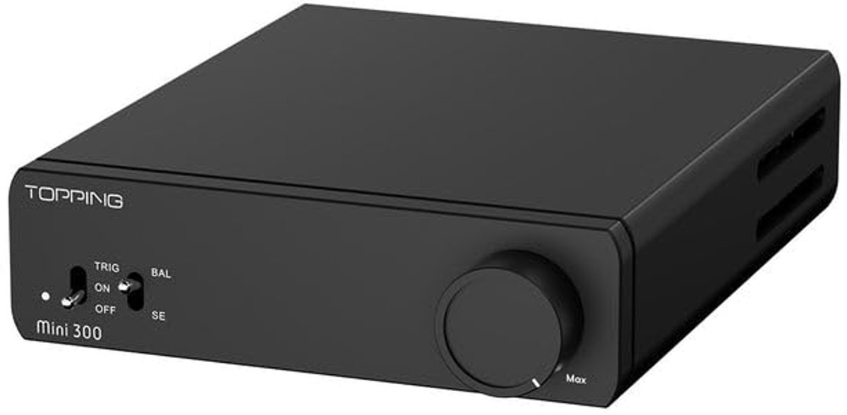 Topping Mini300 High Power HiFi Stereo versterker, klasse D gebalanceerd, 140 W × 2 @4Ω, 124 dB SNR, Auto Power Sync - ShopVlot