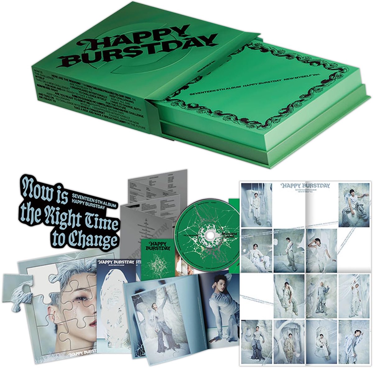 SEVENTEEN - 5th Album [HAPPY BURSTDAY] (NEW MYSELF Ver.) Outbox + Puzzle + Removable Sticker + Scratch Card + Photo - ShopVlot