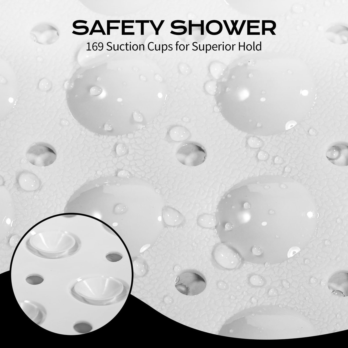 BASVII Antislip Douchemat, 53x53cm, met Zuignap, BPA-vrij, Machinewasbaar en Schimmelwerend - ShopVlot