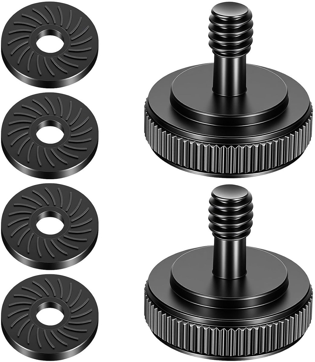 Camera Quick Mount Adapter 2pcs - 1/4 Inch Schroef met Rubber Pads voor Statief, Camera en Flitser, Anodized Aluminium Clamp