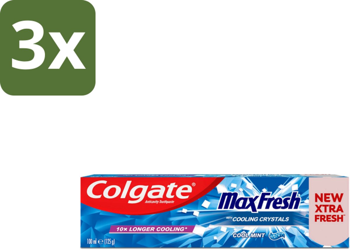 3 x Colgate Tandpasta Maxfresh Coolmint 100 ml - Tandpasta - Frisse Adem - Mondhygiëne - Cariës Bestrijden - Tandplak Verwijderen