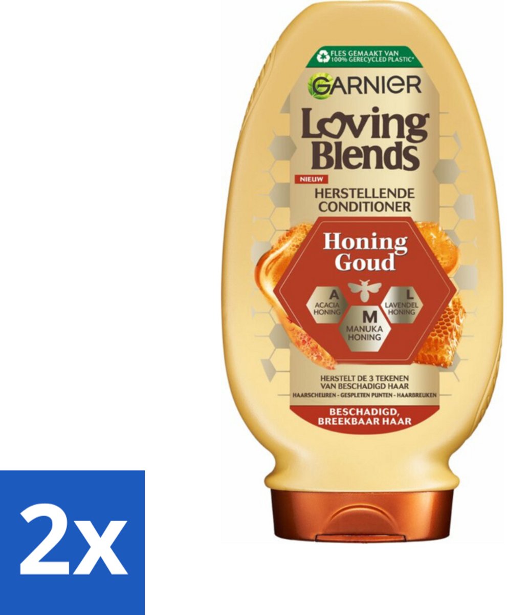 2 x Garnier Loving Blends Honing Goud Conditioner 250 ml - Beschadigd Haar - Breekbaar Haar - Haar Herstel - Haar Versterken - Honing Conditioner