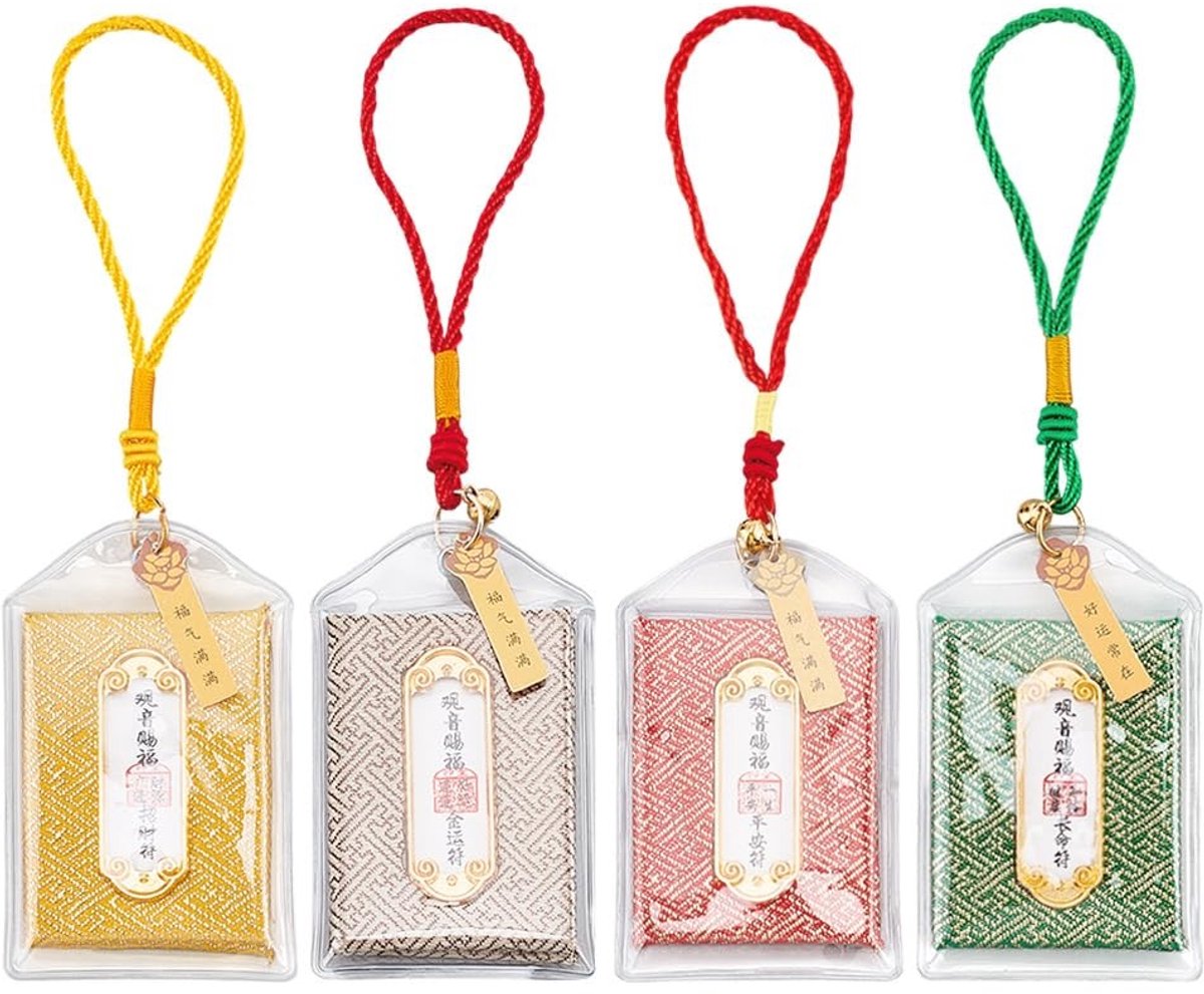 Solidchoice - 4 Stuks Japanse Omamori Amuletten - Geluksbrengers voor Zegen en Succes