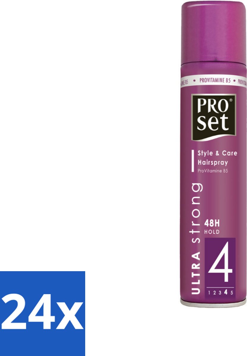 24 x Proset Haarspray Ultra Sterk 300 ml - Haarspray - 48 Uur Fixatie - Ultra Sterk - ProVitamine B5 - Langdurige Fixatie