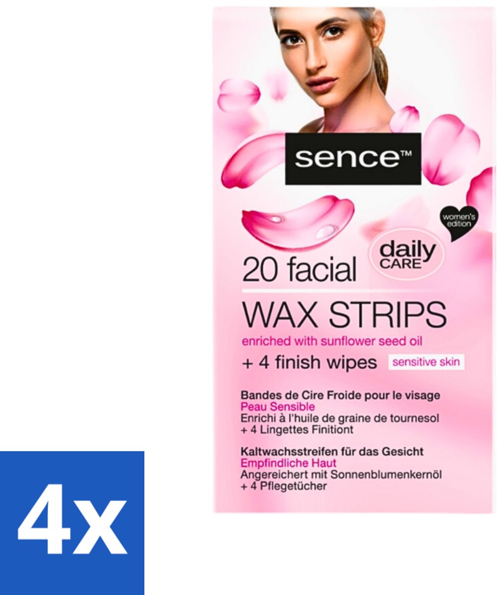 4 x Sence - Waxstrips - Gezicht - 20 Waxstrips - Gezichts-waxstrips - Gezichts-wax - Haartjes Verwijderen - Gezichtsverzorging - Gladde Huid