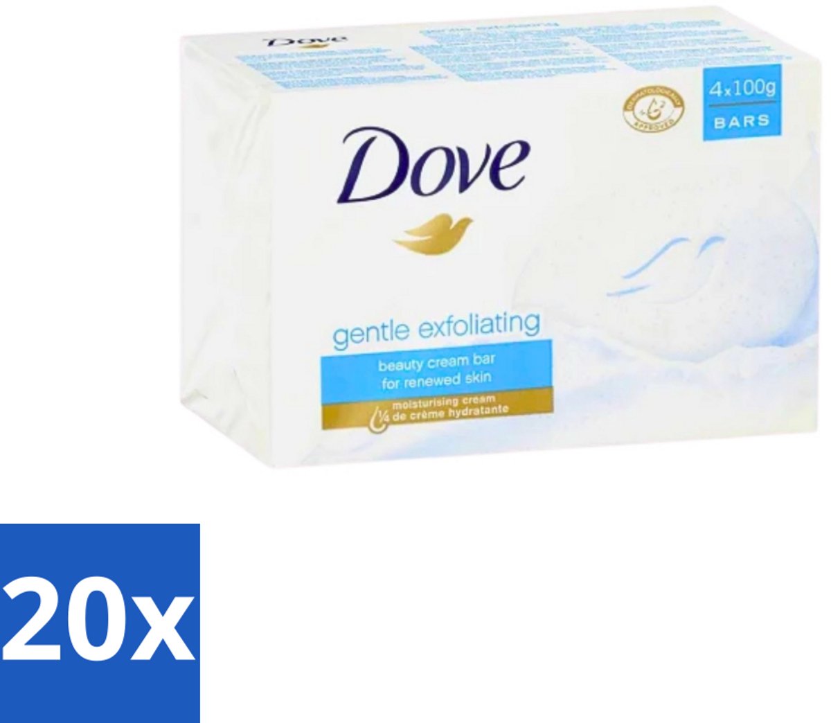 20 x Dove - Zeep - Gentle Exfoliating - Verfrissend - 4 x 100 g - Dove Beauty Bar - Exfolierende Zeep - Zachte Huid - Huidverzorging - Vochtige Huid
