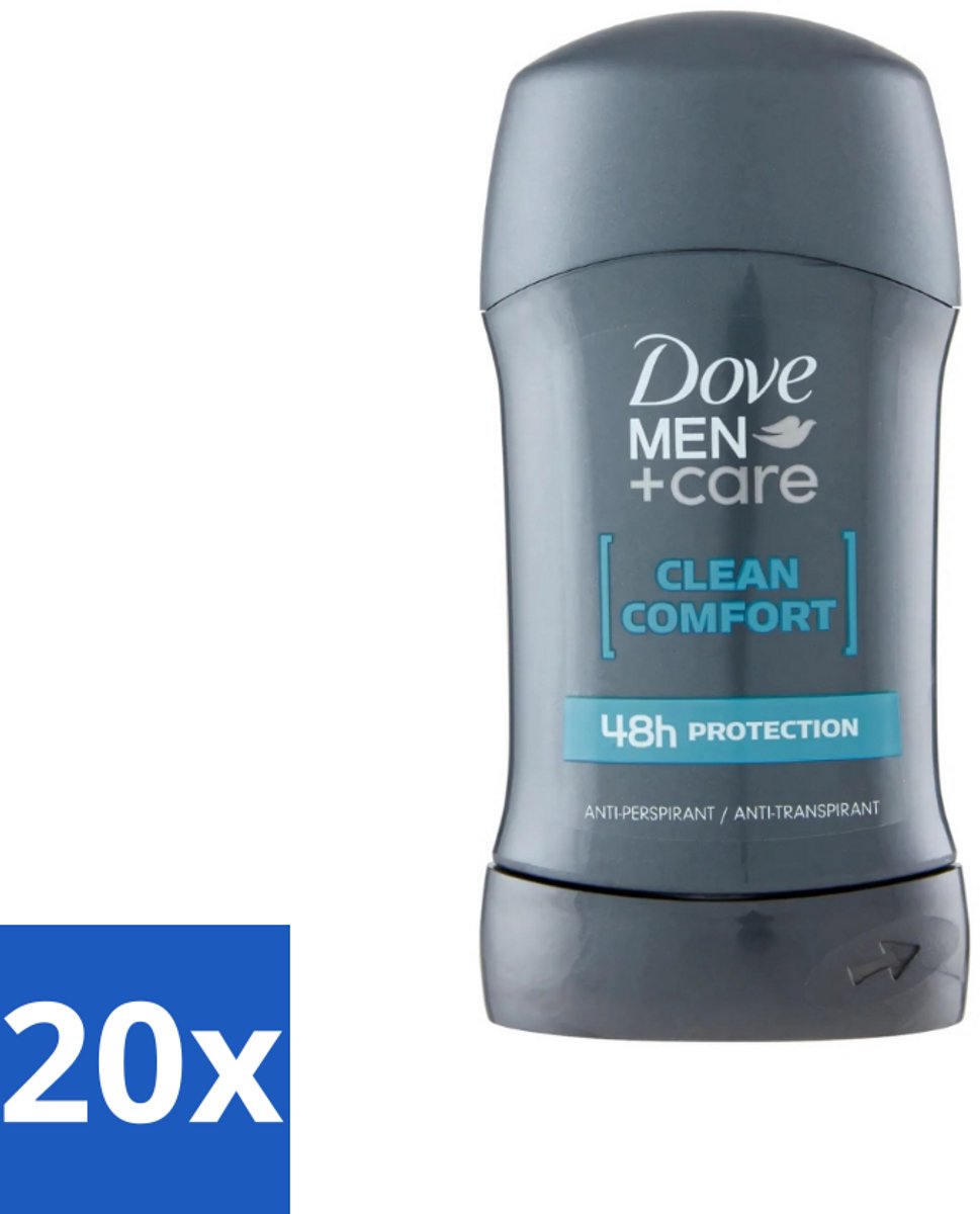 20 x Dove - Deodorant - Stick Clean Comfort - Zachte bescherming - 50 ml - Deodorant Stick - Zweetbestendig - Huidcomfort - 48 Uur Bescherming - Alcoholvrij