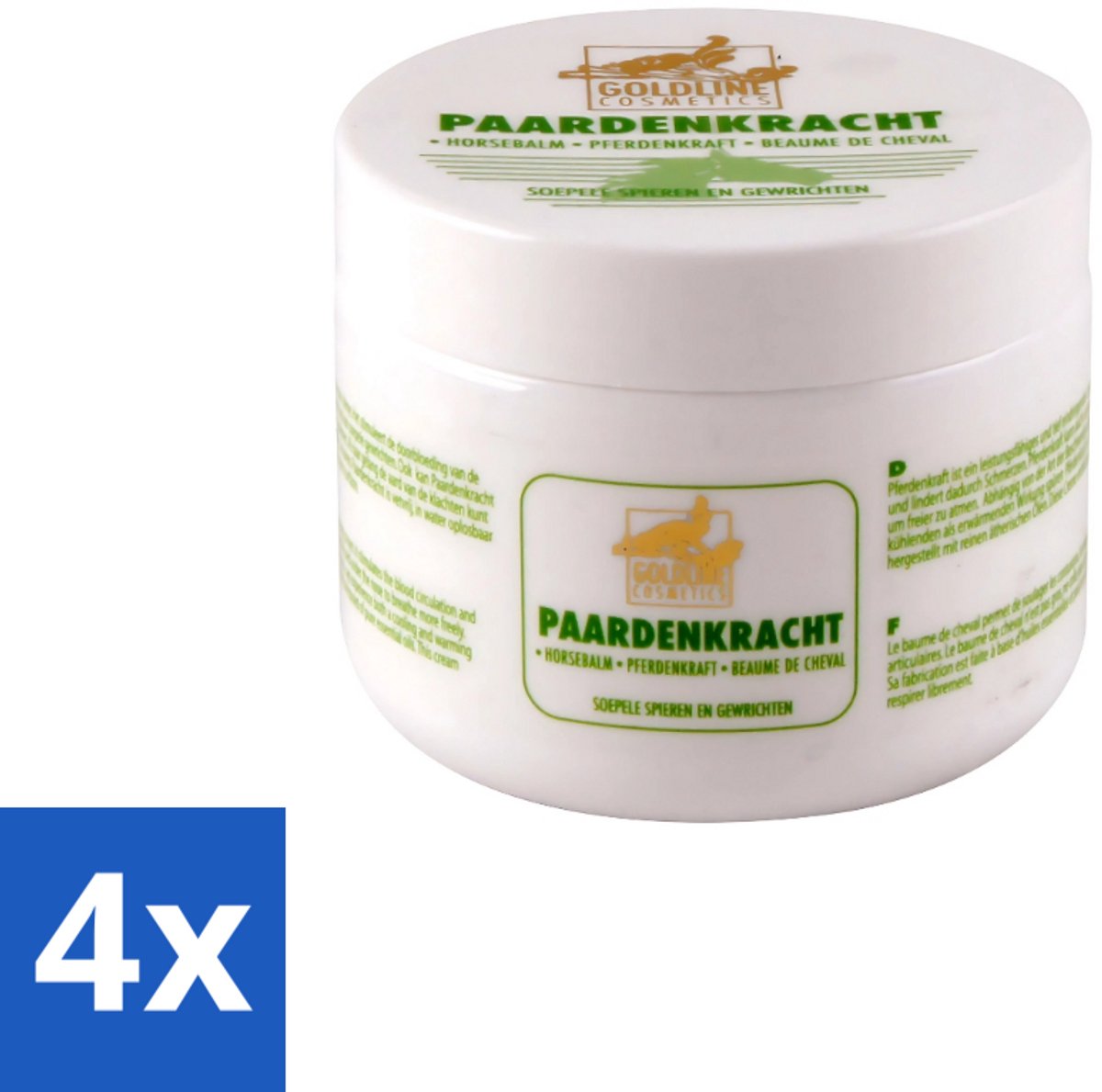 4 x Goldline - Bodycrème - Paardenkracht - Herstel & Verzorging - 250 ml - Bodycrème - Herstel - Hydratatie - Huid Verzorging - Paardenkracht