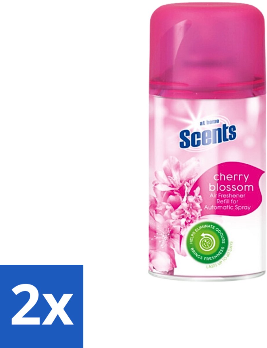 2 x At Home - Scents - Navulling - Cherry Blossom - Verfrissend - 250 ml - Kersenbloesem - Lentegeur - Frisse Geur - Luchtverfrisser - Geurverspreiding