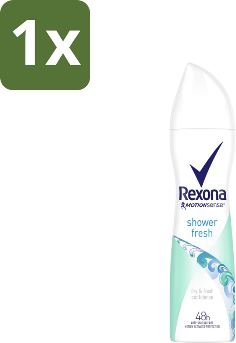 1 x Rexona - Shower Fresh - Deodorant Spray - Anti-transpirant - 150 ml - Shower Fresh - Deodorant Spray - Anti-transpirant - 48 Uur Bescherming - Motion Sense