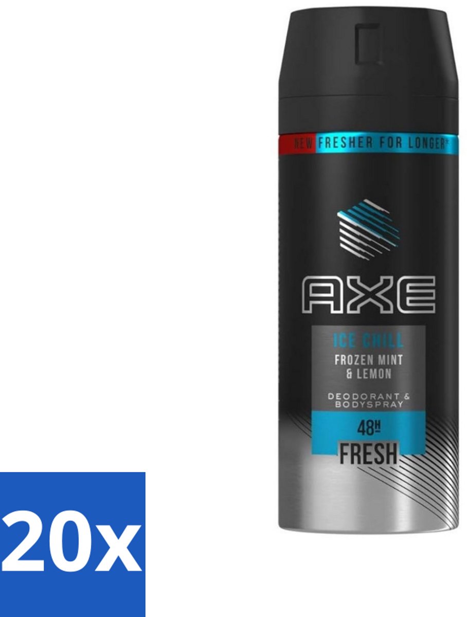 Axe - Deodorant Bodyspray - 48hrs Fresh - Ice Chill - Frozen Mint & Lemon - 150 ml - Bulkverpakking - 20 stuks
