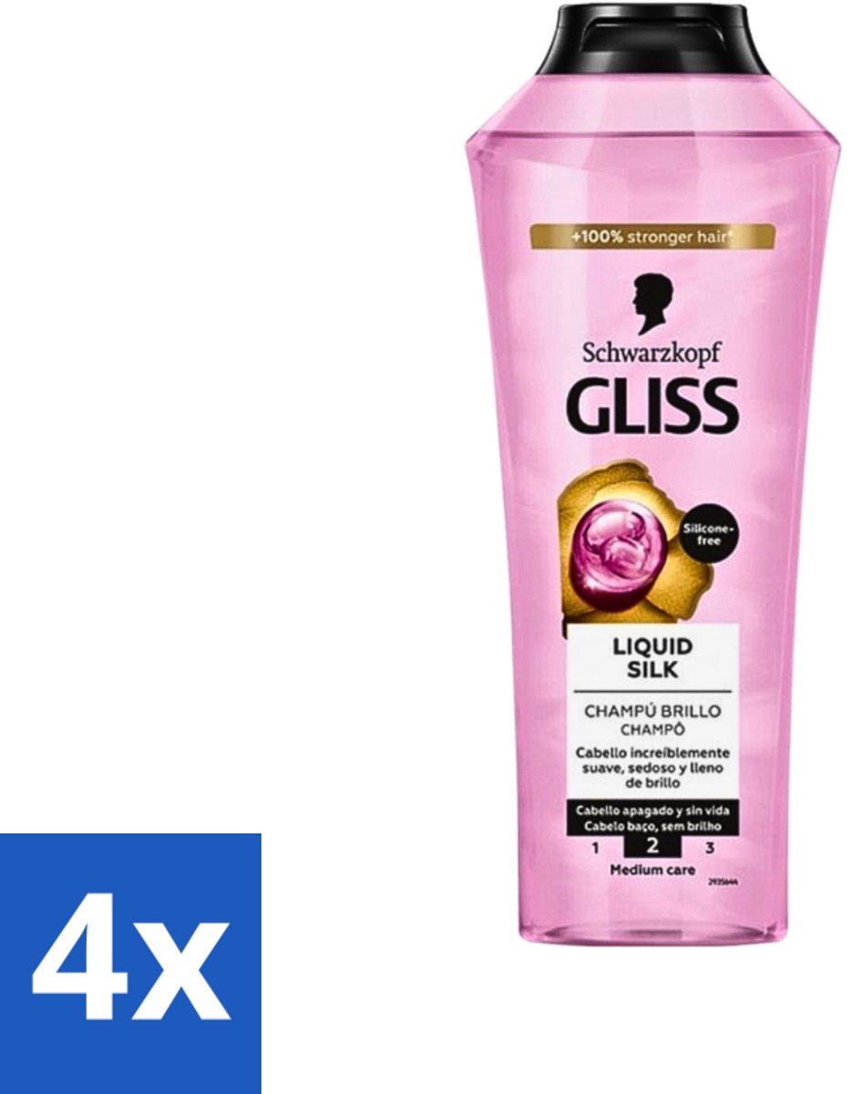 Gliss-Kur - Shampoo - Liquid Silk - Zijdezachte Haarverzorging - 400 ml - Voordeelverpakking - 4 stuks