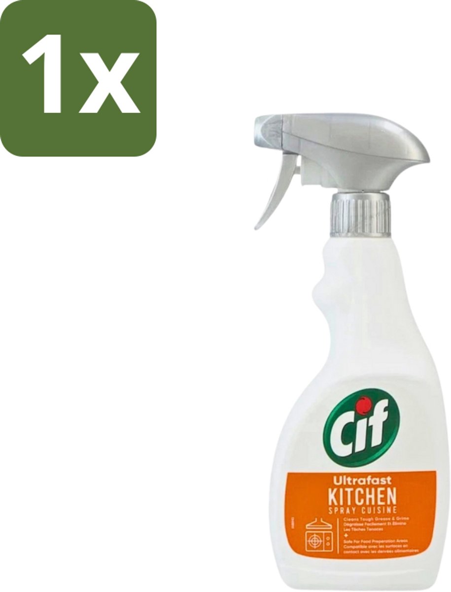 1 x Cif - Keuken Spray - Super Snel - Verwijdert Hardnekkig Vuil - 500ml - Keuken Spray - Vet Verwijderen - Snel Schoonmaken - Keuken Schoonmaken - Vuil Verwijderen