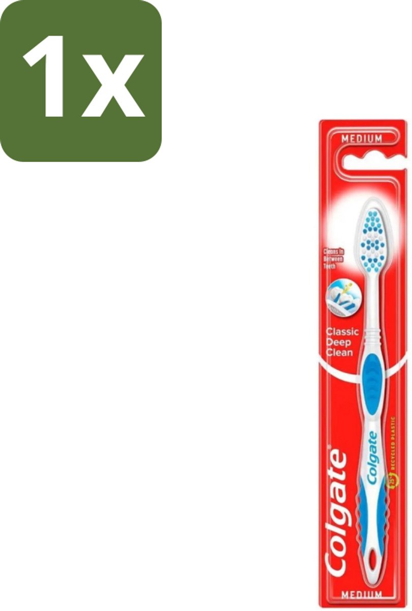 1 x Colgate - Tandenborstel - Classic Deep Clean Medium - 1 Tandenborstel - Tandenborstel - Mondgezondheid - Tandenborstel Reiniging - Tandplak Verwijderen - Etensresten Verwijderen