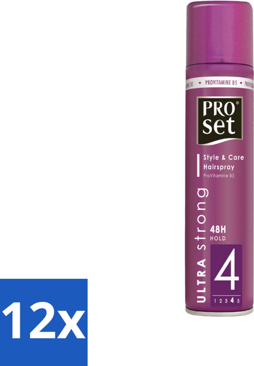 12 x Proset Haarspray Ultra Sterk 300 ml - Haarspray - 48 Uur Fixatie - Ultra Sterk - ProVitamine B5 - Langdurige Fixatie
