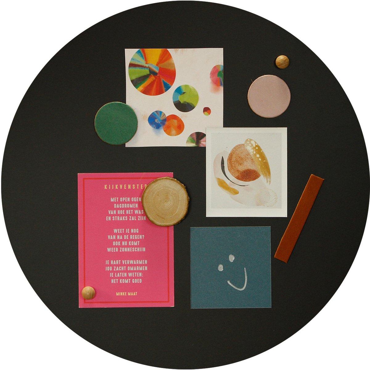 Design Magneetbord Rond - Mat Zwart Soft - Rond - 40cm - Kamer26