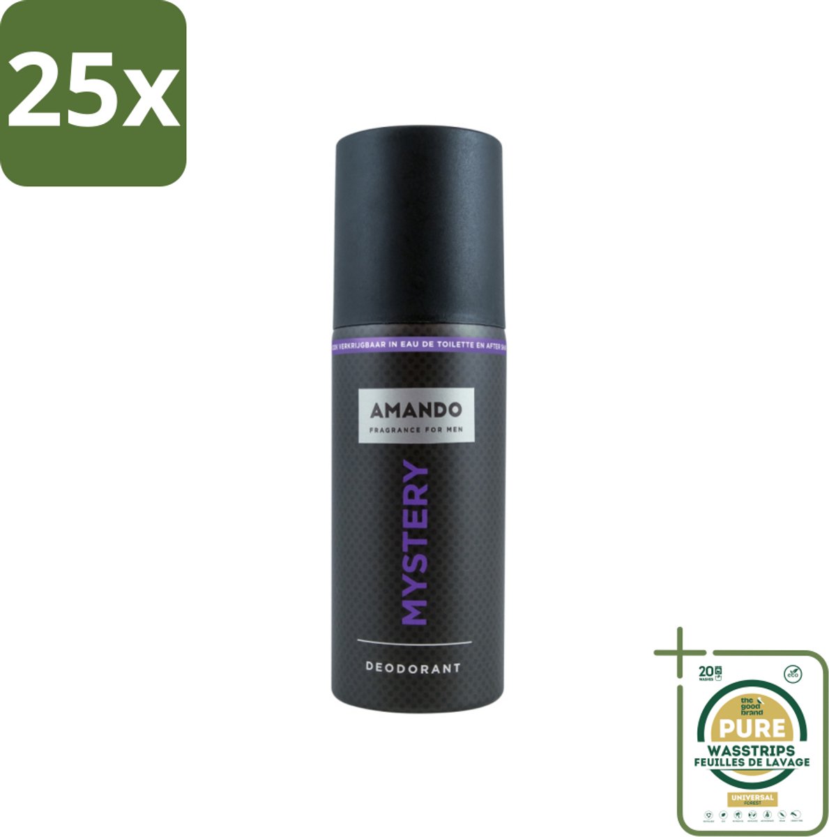 25 x Amando - Mystery - Deodorant - Spray - 150 ml - Grootverpakking - Mystery Deodorant Spray - Mannelijke Geur - Kruiden Geur - Vanille Geur - Deodorant Spray