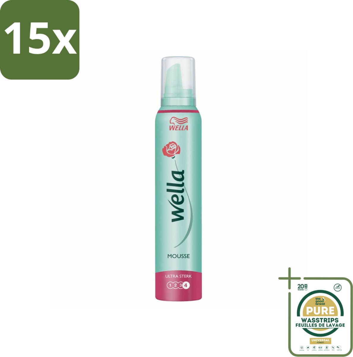 15 x Wella Ultra Sterk Haarmousse 200 ml - Grootverpakking - Haarmousse - Versteviging - Langdurige Hold - Flexibele Textuur - UV Bescherming