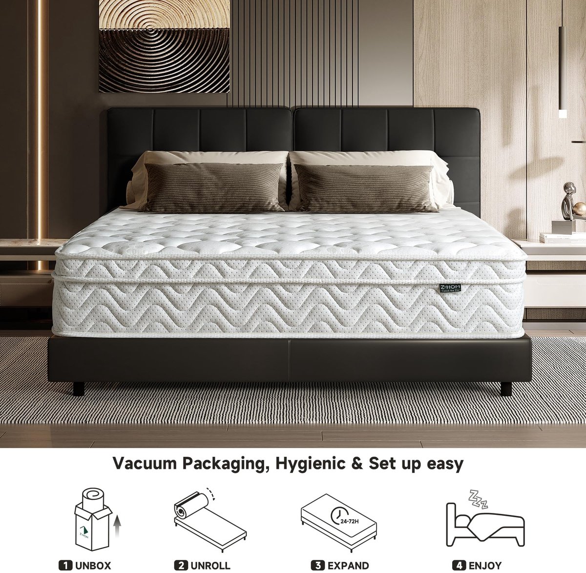 Z-hom Matras, 140 x 190 cm, 26 cm, onafhankelijke pocketveringmatras, matras voor volwassenen en kinderen, hoge - ShopVlot