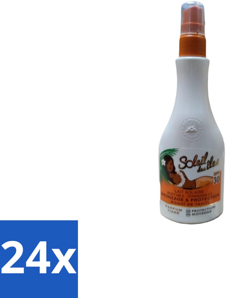 24 x Soleil des Îles – Zonnemelk – Monoï de Tahiti SPF30 – 150 ml - Zonnescherm - Zonnebrandmelk - Monoï Tahiti - Huidbescherming - Zonbescherming