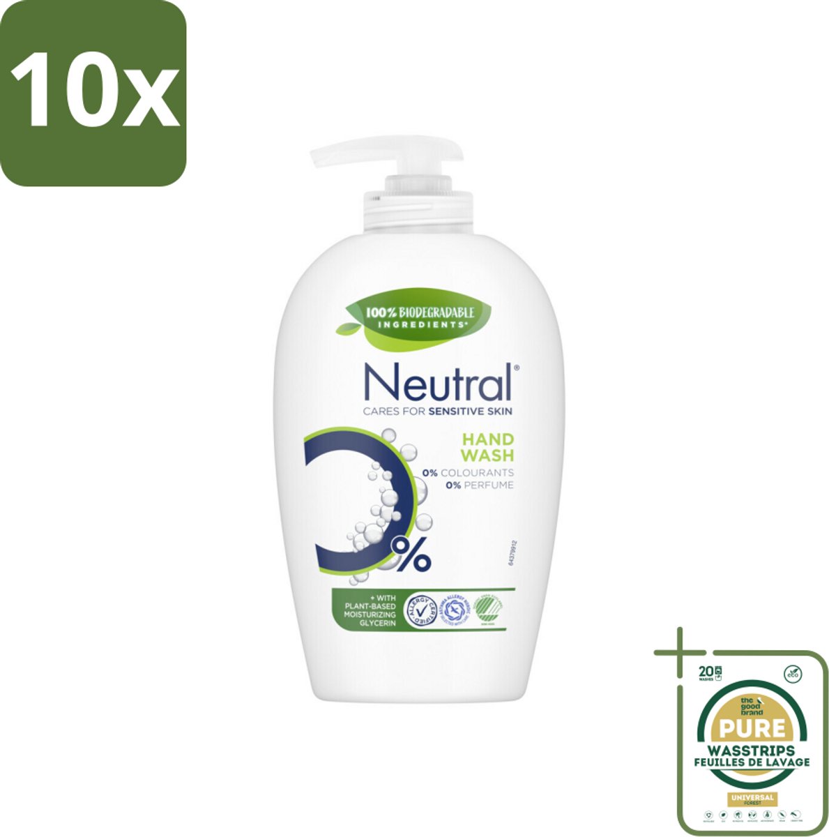 10 x Neutral Vloeibare Handzeep 250 ml - Grootverpakking - Gevoelige Huid - Handzeep - Vloeibare Handzeep - 0% Parfum - 0% Kleurstof