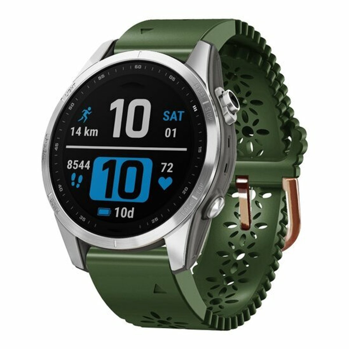 By Qubix - Geschikt voor Garmin bandje - 20mm Quickfit - Flower siliconen bandje - Groen - Geschikt voor Garmin Fenix 9 / 9 pro - 43mm