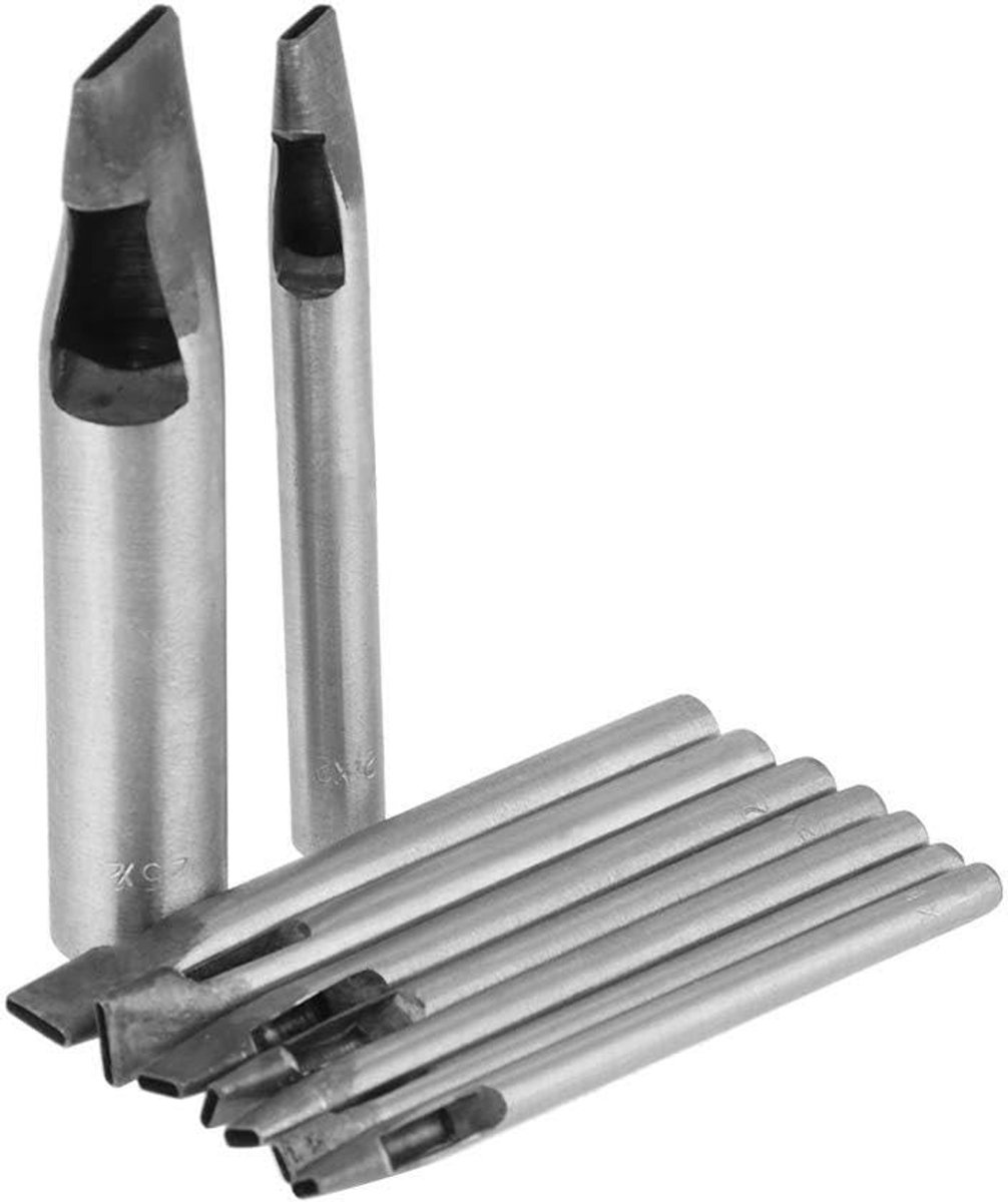 Set van 9 Houten Holpuncten - Ovalen Perforator van Koolstofstaal voor Leren Accessoires, Horlogebanden en Canvasriemen - 2mm Diameter