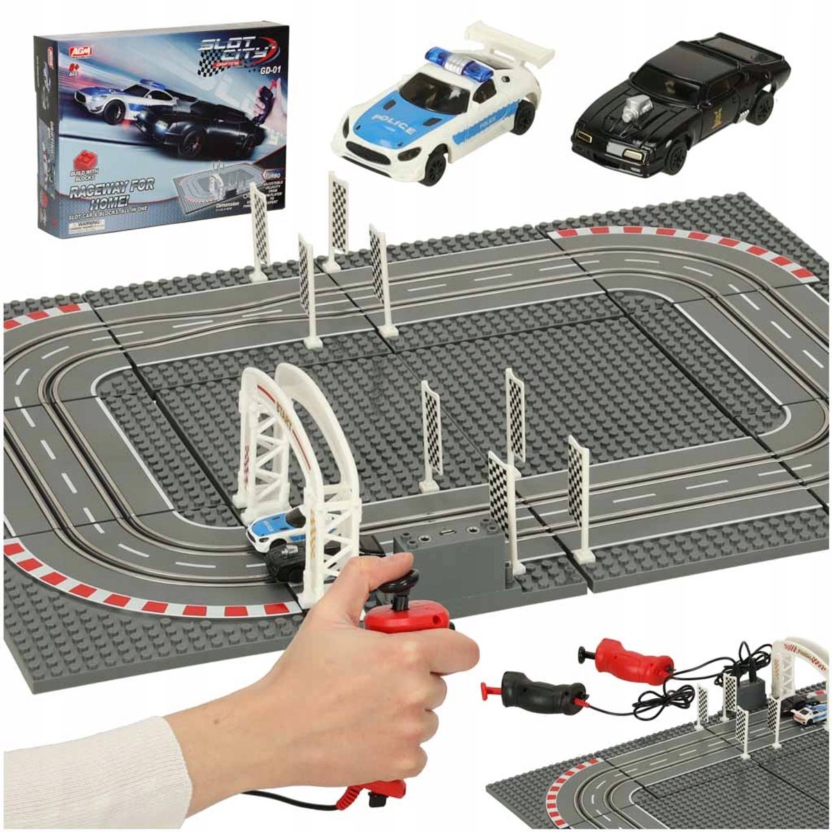 Elektrisch Racecircuit Politieauto's met Bouwstenen - 8+ Jaar