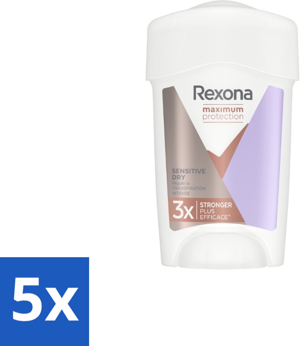 5 x Rexona Women – Anti-Transpirant Stick – Maximum Protection Sensitive Dry – 45 ml - Anti-transpirant Stick - Zweetbescherming - Gevoelige Huid - Deodorant - Zweetgeur