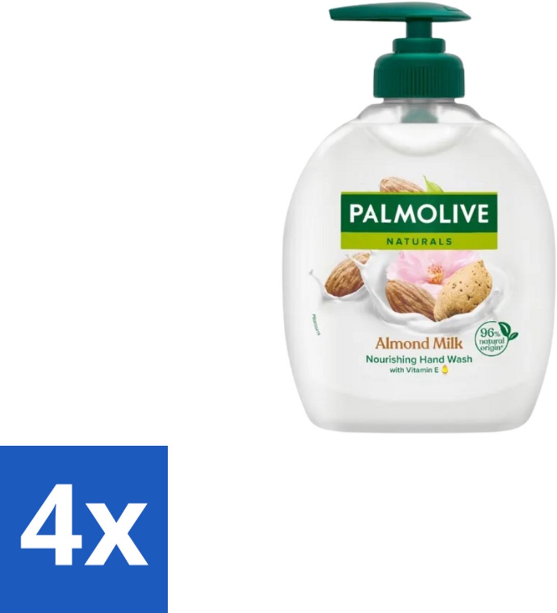 4 x Palmolive Handzeep Naturals Amandel Melk 300 ml - Handzeep - Handen Reinigen - Handen Verzorgen - Amandelmelk - Aloëvera