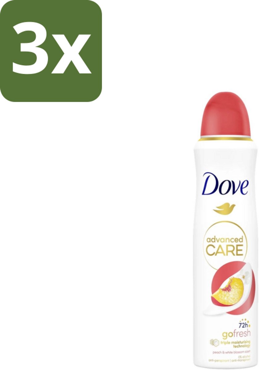 3 x Dove – Deodorant Spray – Peach & White Blossom – 150 ml - Deodorant Spray - Fris - Okselhuid Verzorging - Alcoholvrije Deodorant - Perzik En Witte Bloesem
