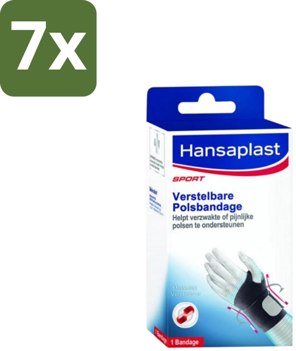 7 x Hansaplast – Sport Polsbandage – Verstelbaar – Universele Maat - Polsbandage Sport - Verstelbare Polsbandage - Ondersteuning Pols - Stabiliteit Pols - Pijn Verlichting Pols