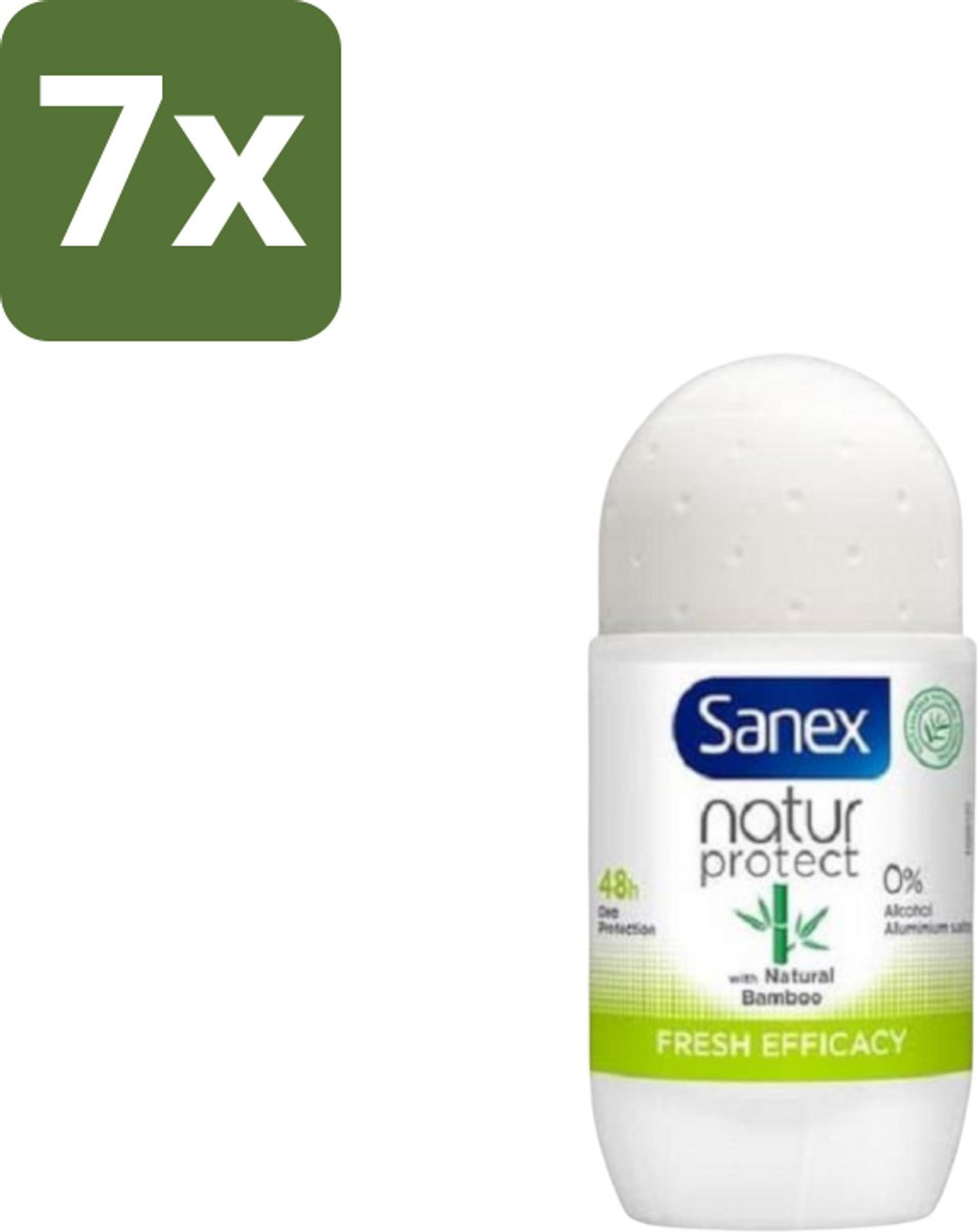 7 x Sanex – Deo Roll-on – Bamboo Fresh Efficacy – 50 ml - Bamboo Deodorant - Natuurlijke Frisheid - Alcoholvrije Deodorant - Huidvriendelijke Deodorant - Transpiratiegeur