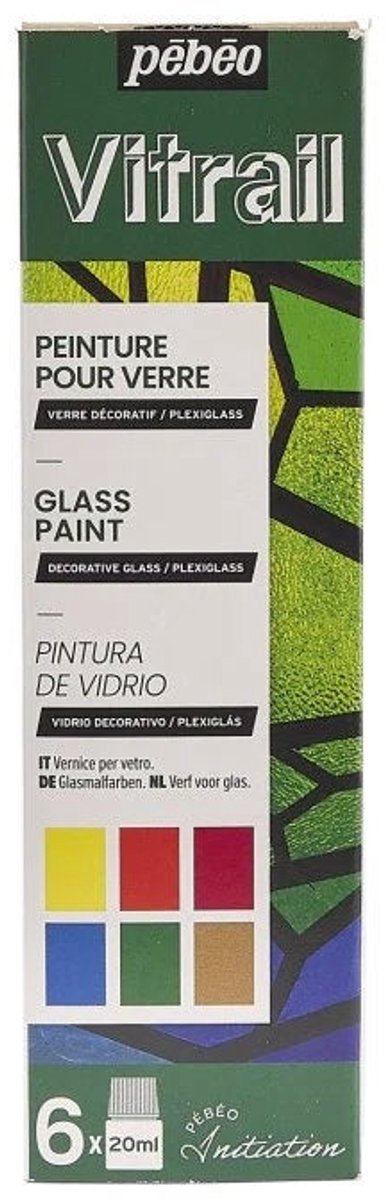 Glasverf Pebeo Vitrail Workbox Assortment Set 10 x 45 ml.