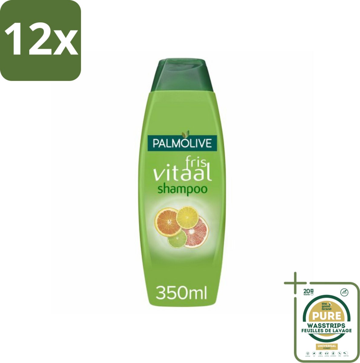 Palmolive Shampoo Fris Vitaal 350 ml - Voordeelverpakking - 12 stuks - Haar reinigen - Haar vitaliteit