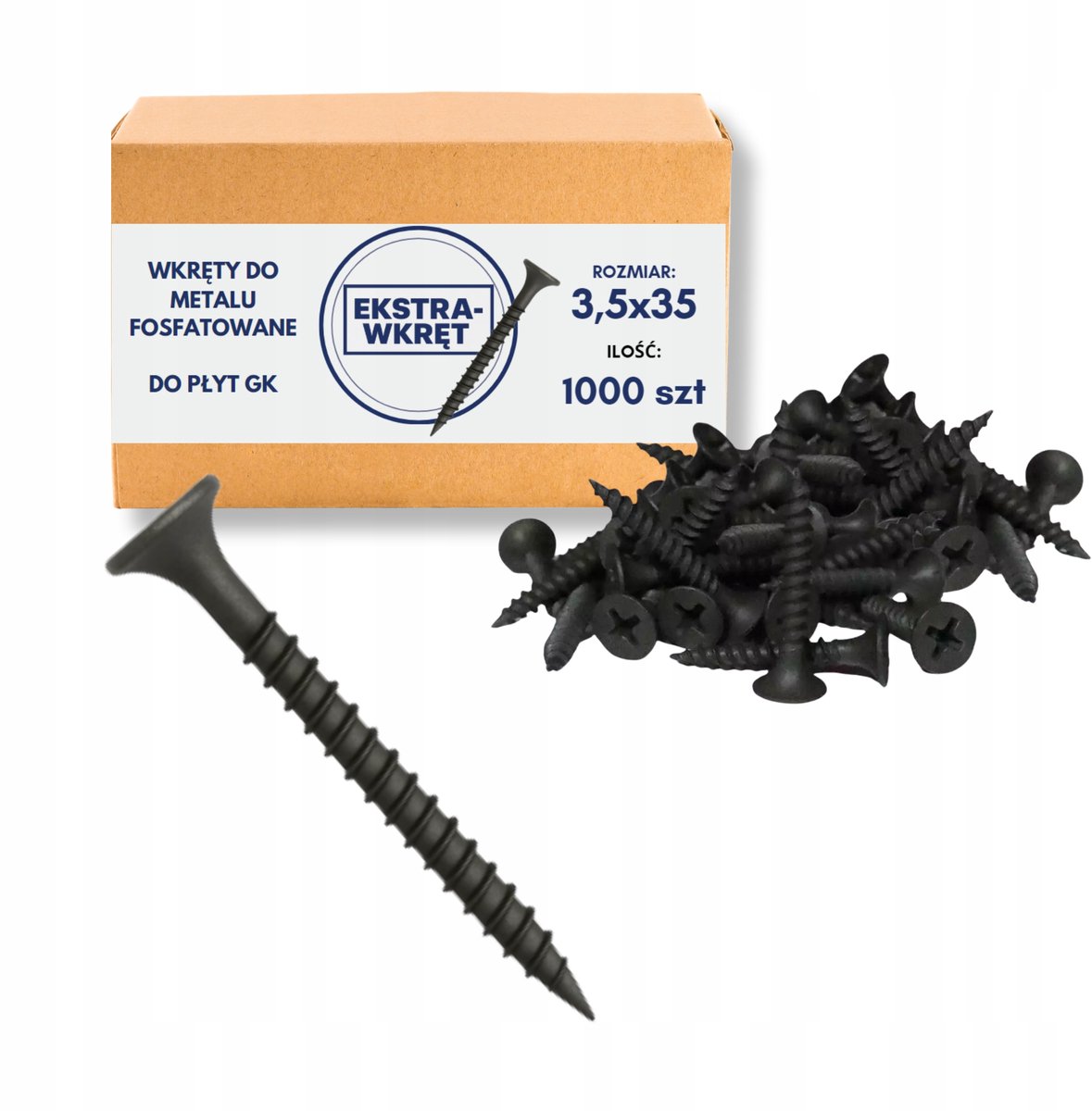 Zwarte Fosfaat Metaalschroeven 3,5x35mm voor Gipsplaten (1000 st)
