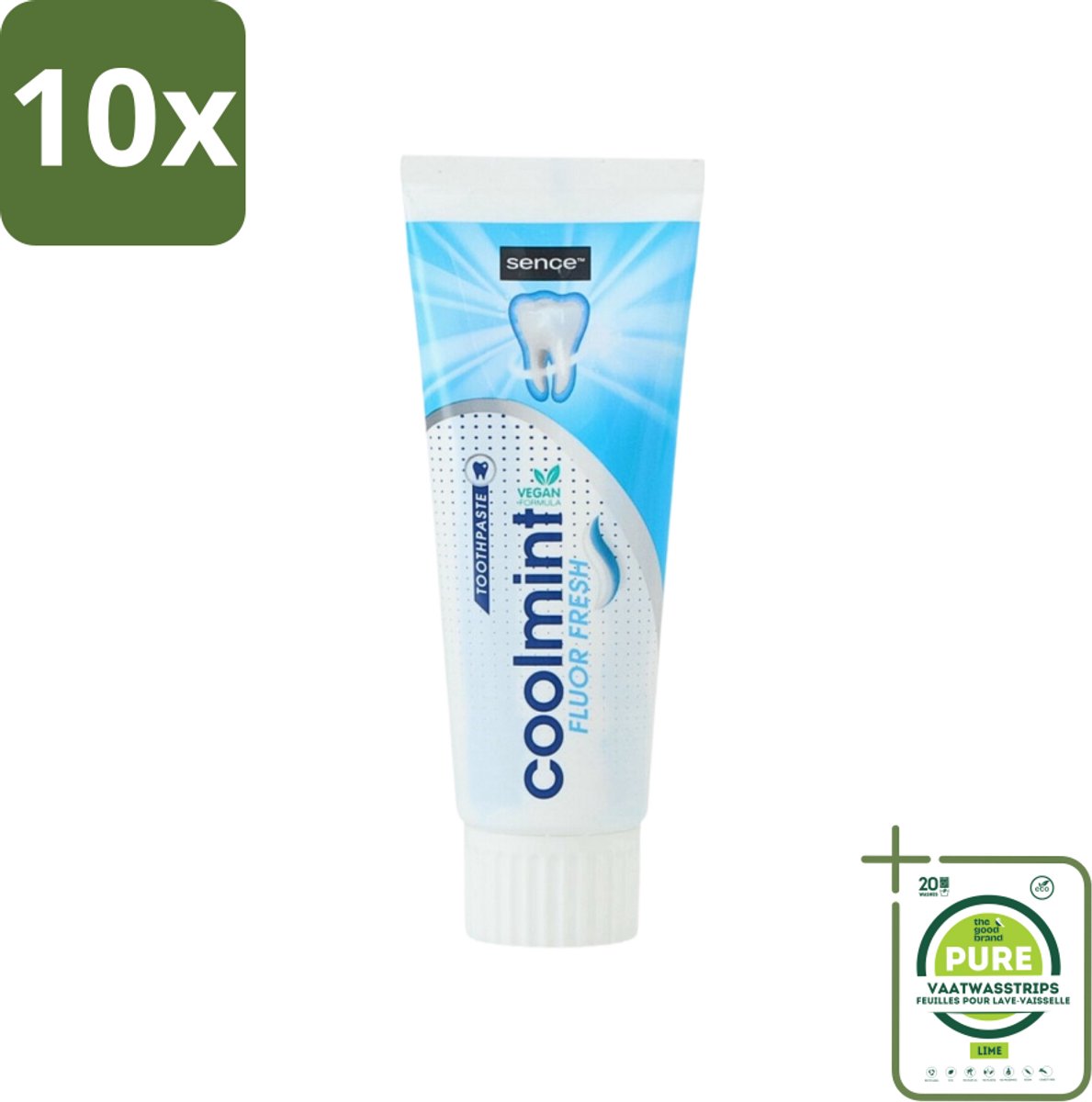 10 x Sence - Freshmint - Tandpasta - Met Fluor - 75 ml - Grootverpakking - Tandpasta - Fluoride - Frisse Adem - Mondhygiëne - Gaatjes Voorkomen