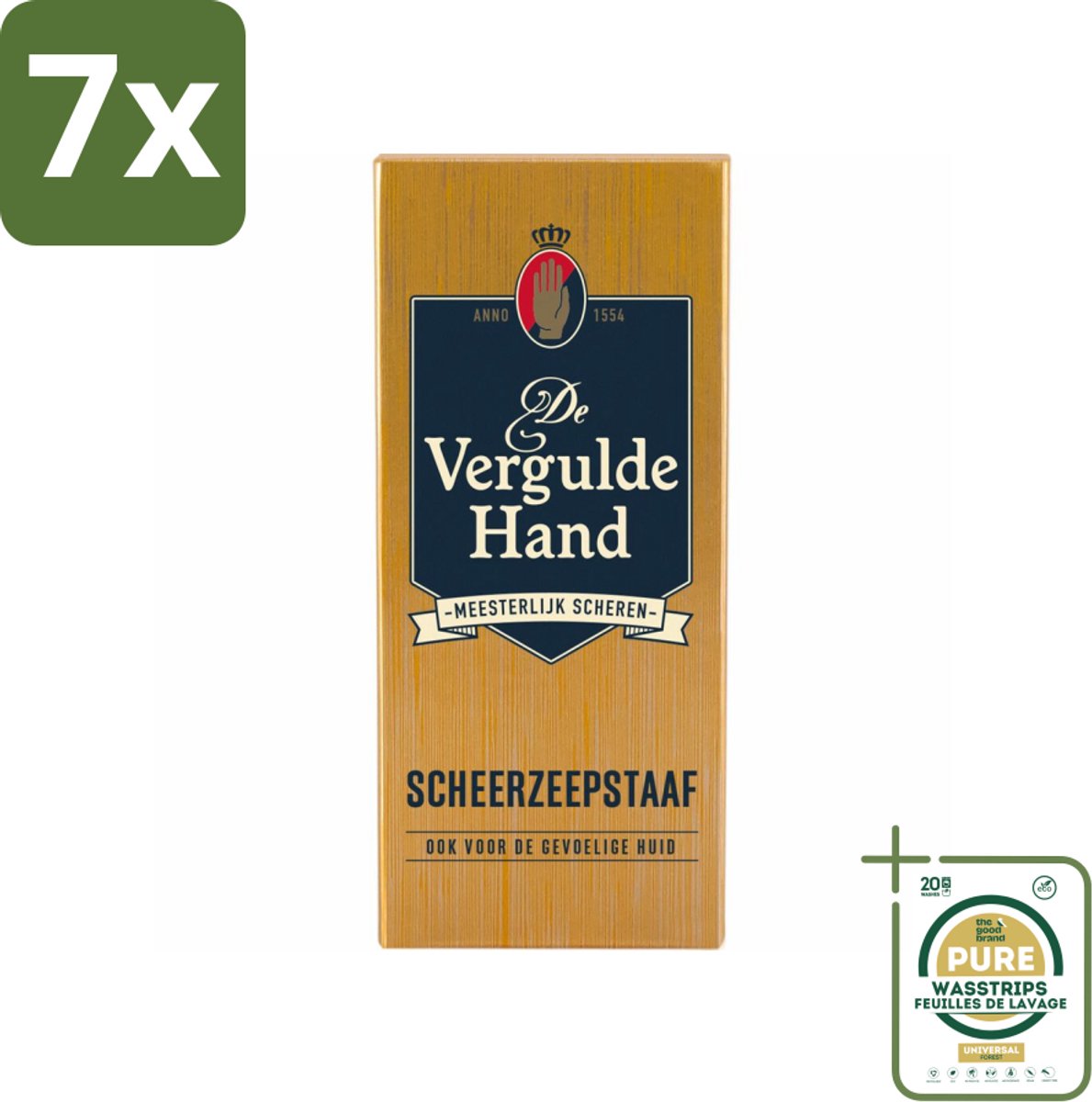 7 x Vergulde Hand Scheerzeepstaaf 75 gr - Grootverpakking - Scheerzeepstaaf - Vergulde Hand - Scheerbeleving - Klassiek Scheeren - Luxe Scheerbeleving