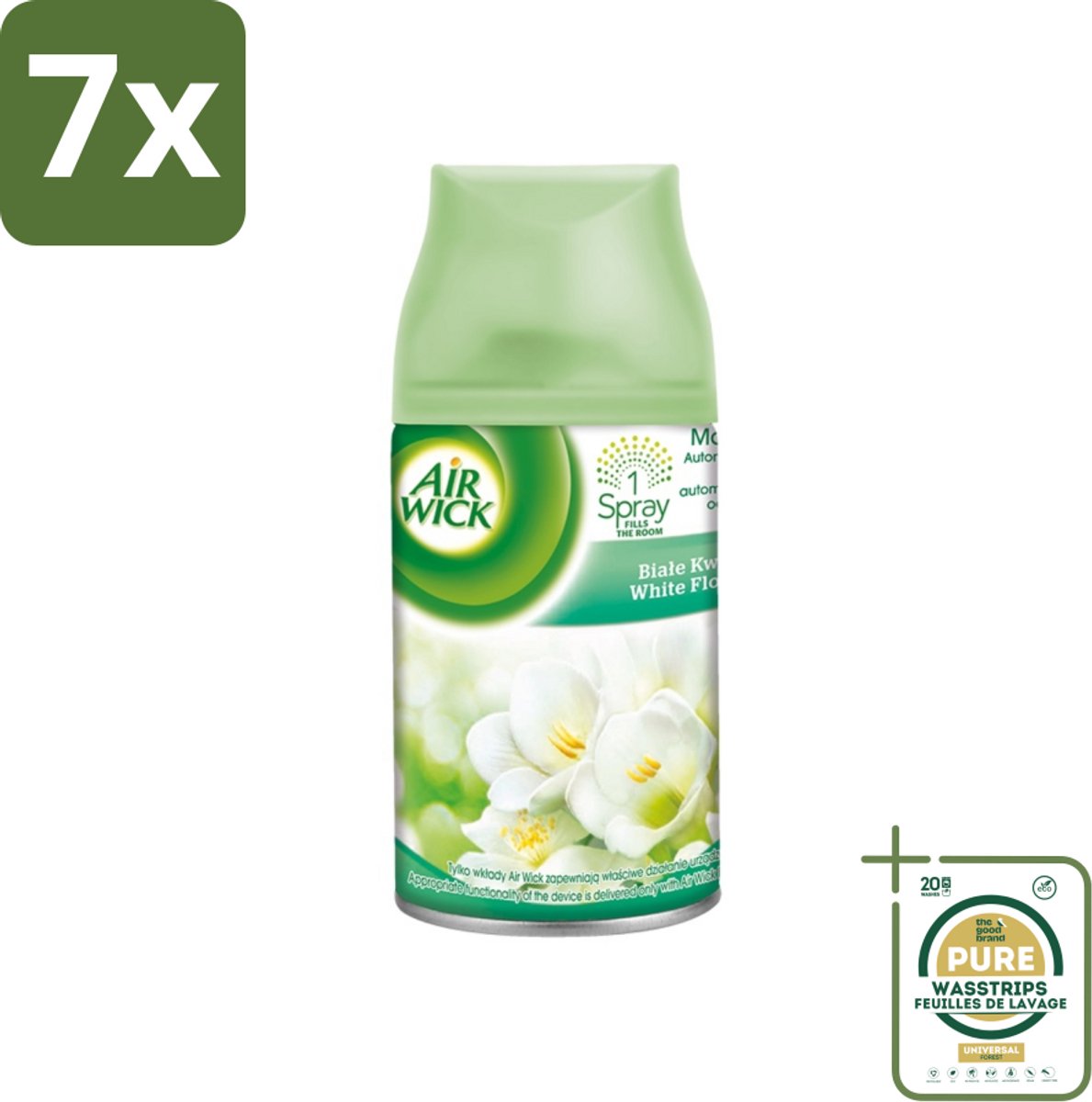 7 x Air Wick - Luchtverfrisser Navulling - Jasmijn & Witte Bloemen - Automatische Spray - 250 ml - Grootverpakking - Luchtverfrisser - Geur - Bloemige Geur - Jasmijn - Witte Bloemen
